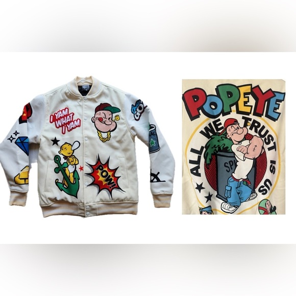 NWT Popeye Reason Exclusive Varsity Men's Jacket Khaki Size
Medium Patches - Picture 1 of 12